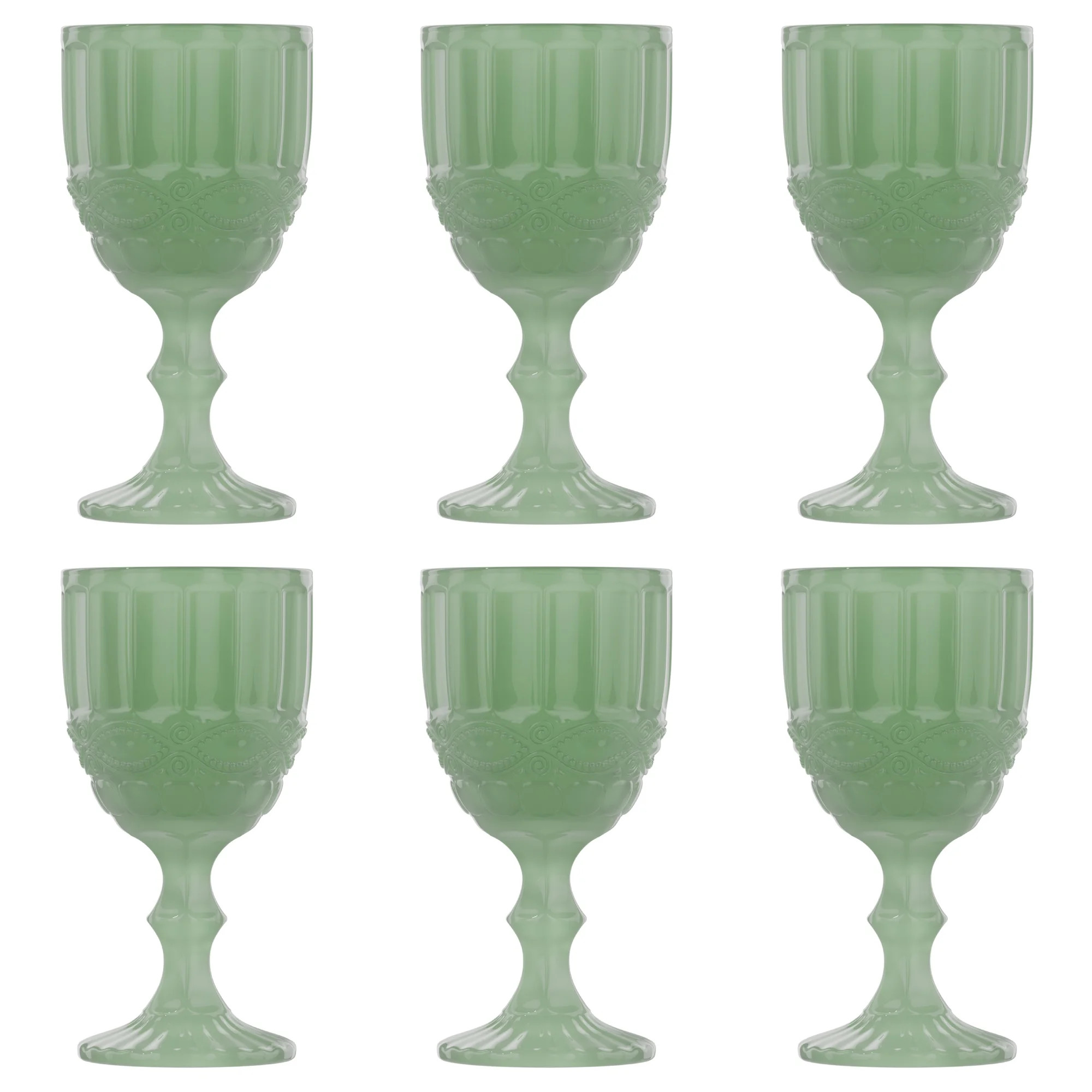 Elle Decor Wine Glasses Jade Green Colored Glassware Set, Set of 6 (8.4 oz) | Walmart (US)