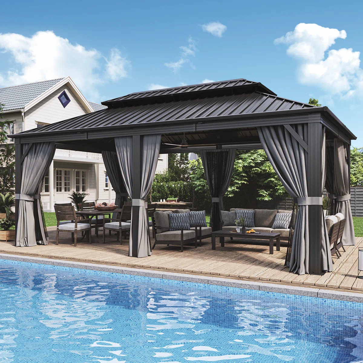 20 Ft. W X 12 Ft. D Aluminum Patio Gazebo | Wayfair North America
