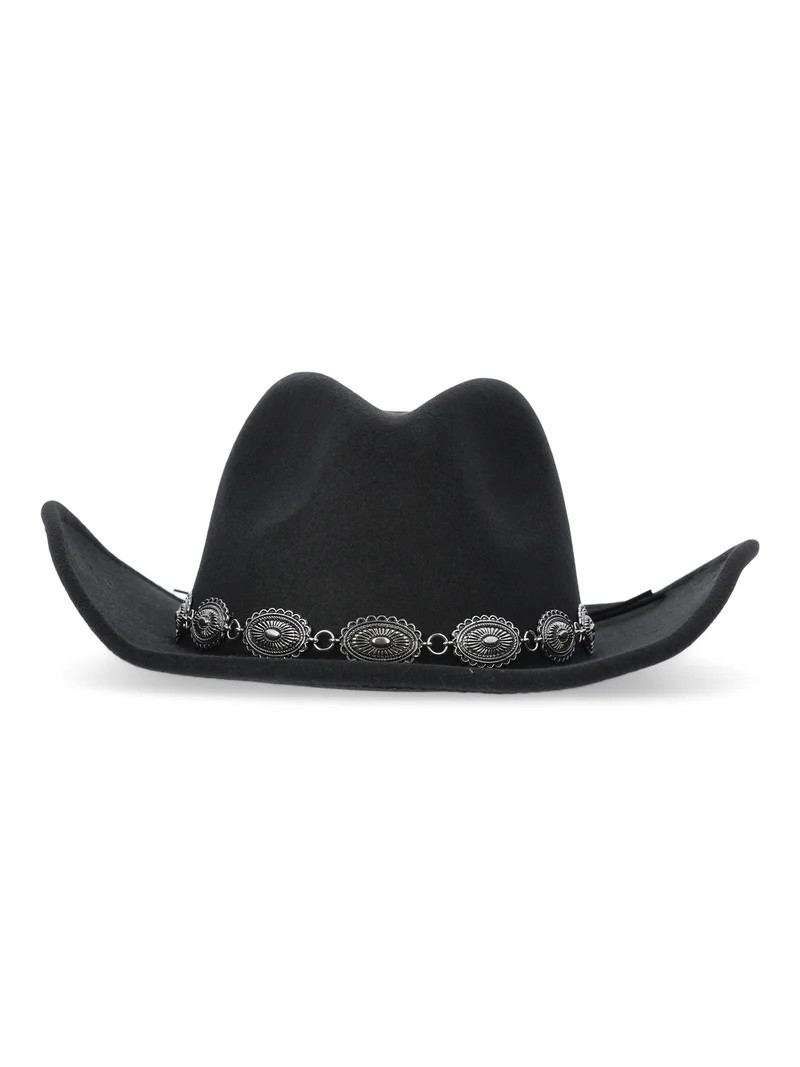 Madden NYC Women's Cowgirl Hat with Belt Accent, Black | Walmart (US)