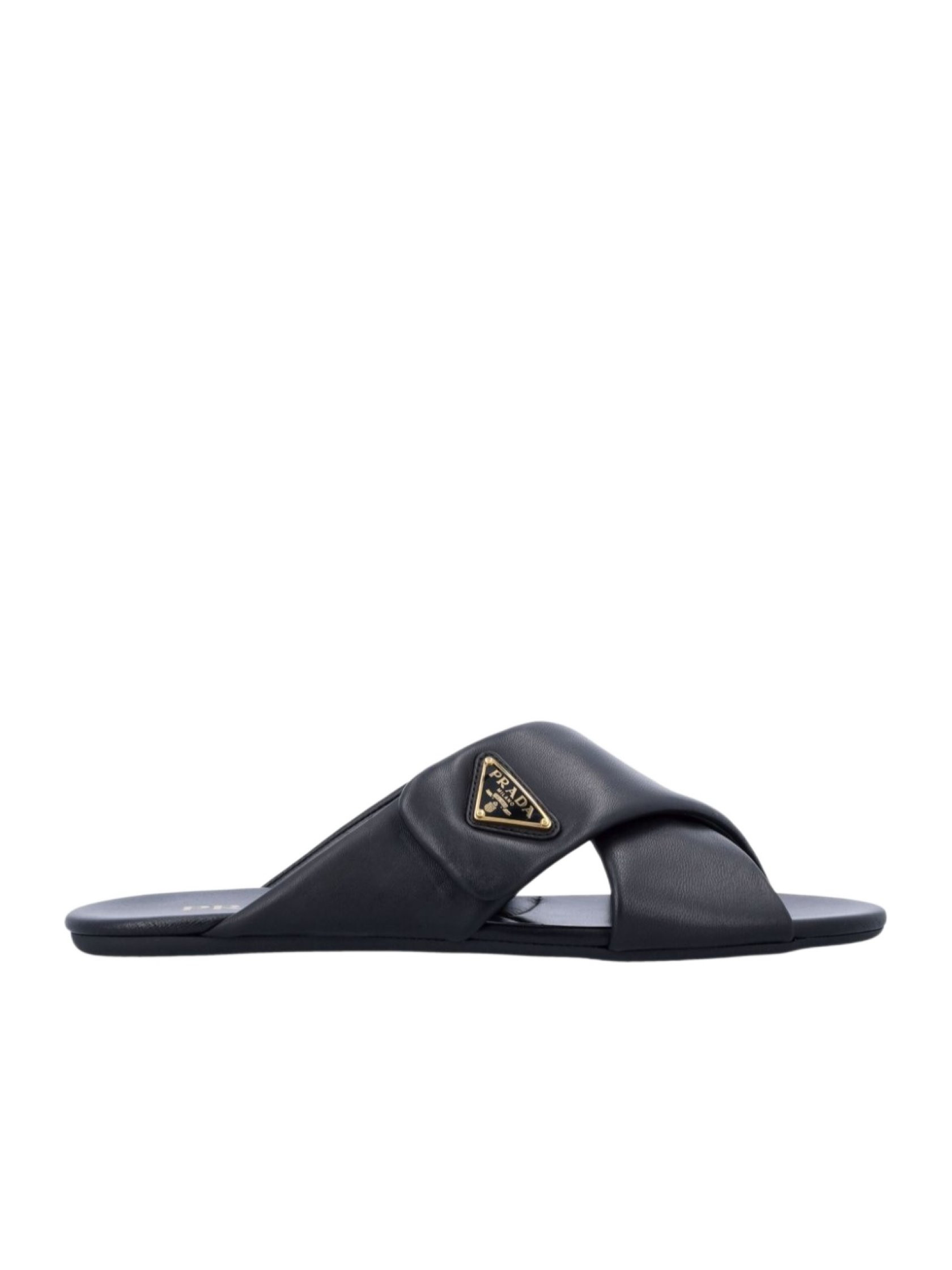 Prada Triangle-Logo Padded Slides | Senser US