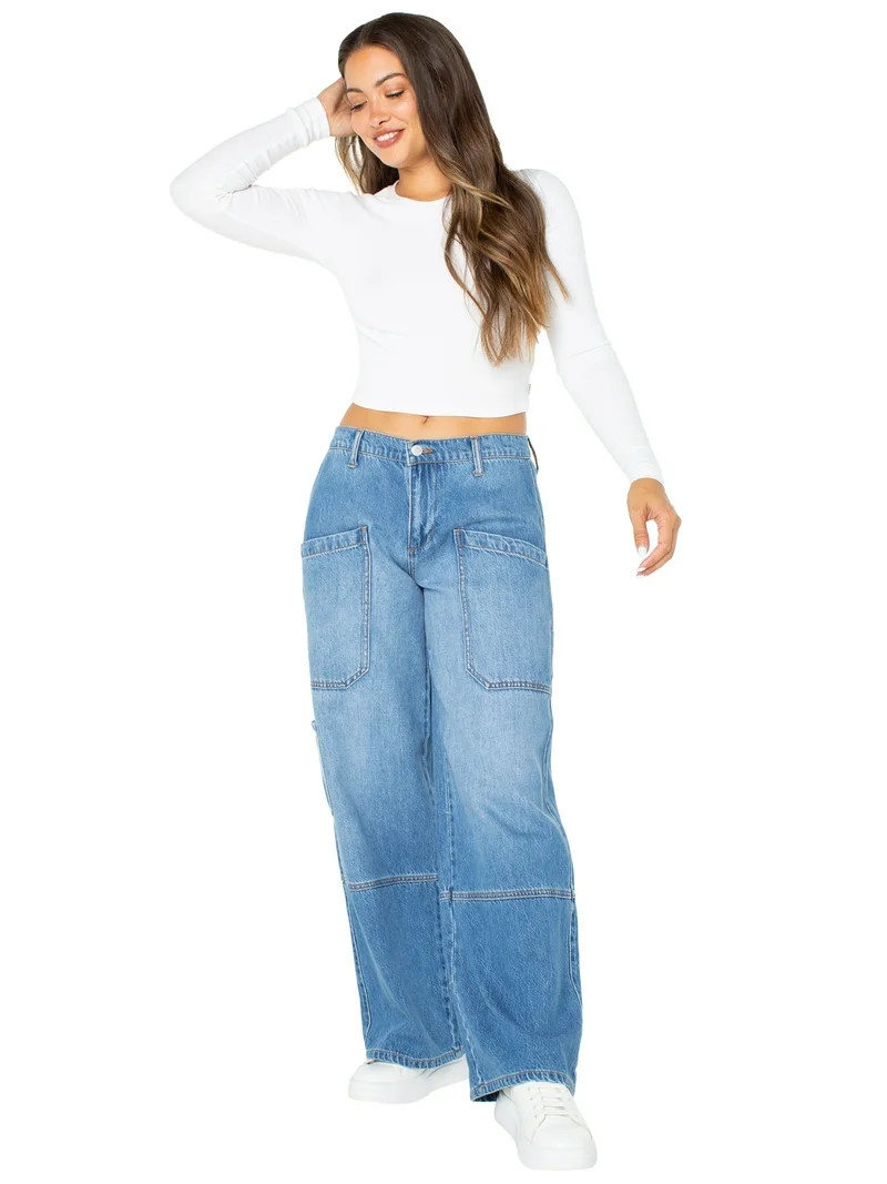 Celebrity Pink Women's and Women's Plus Wide Leg Gardener Jeans, Sizes XS-4X - Walmart.com | Walmart (US)