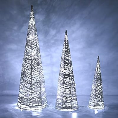Lewondr Christmas Cone Tree LED Light, 3 Pieces Battery Powered Exquisite Decorative Light Glitte... | Amazon (US)