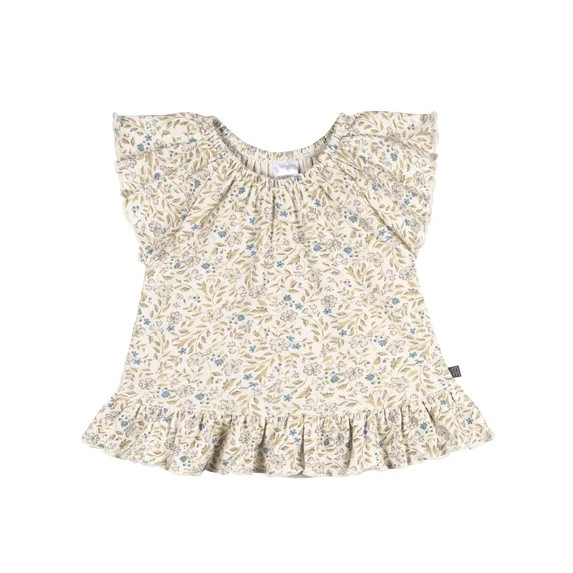Modern Moments by Gerber Baby and Toddler Girl Organic Peplum Flutter Sleeve Top, Sizes 0/3 Month... | Walmart (US)