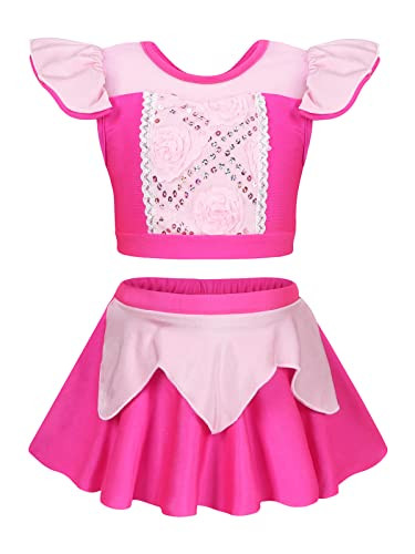 WonderBabe Aurora Swimsuit for Girls Princess Bathing Suit Toddler Swimsuits Party Tankini Set Ruffles Beach Surf Swimming Swimwear Bikini Set 2-3T Pink | Amazon (US)