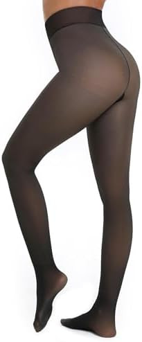 One-Seam Warm Fleece Lined Tights Women Fake Translucent Pantyhose High Waist Thermal Leggings Sh... | Amazon (US)