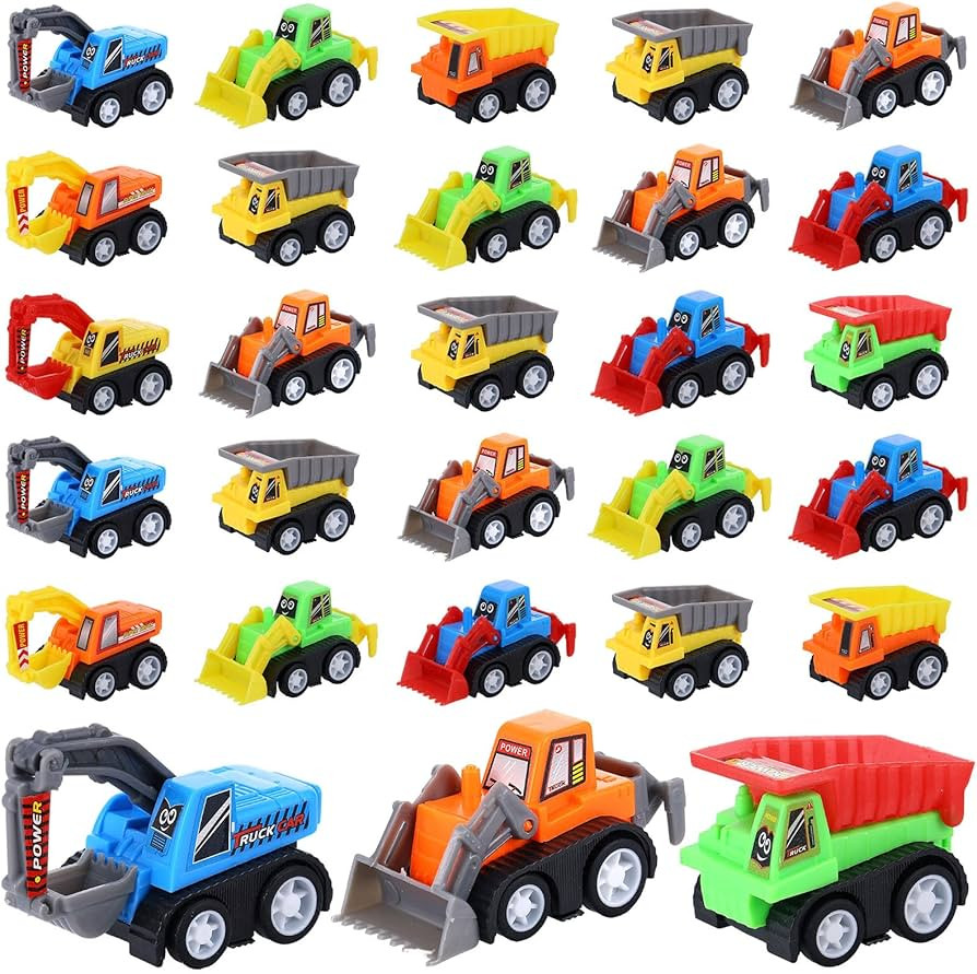 DERTE 15 Pieces Mini Construction Car Toys Small Truck Toy Kit Mini Pull Back Vehicles Excavator ... | Amazon (US)