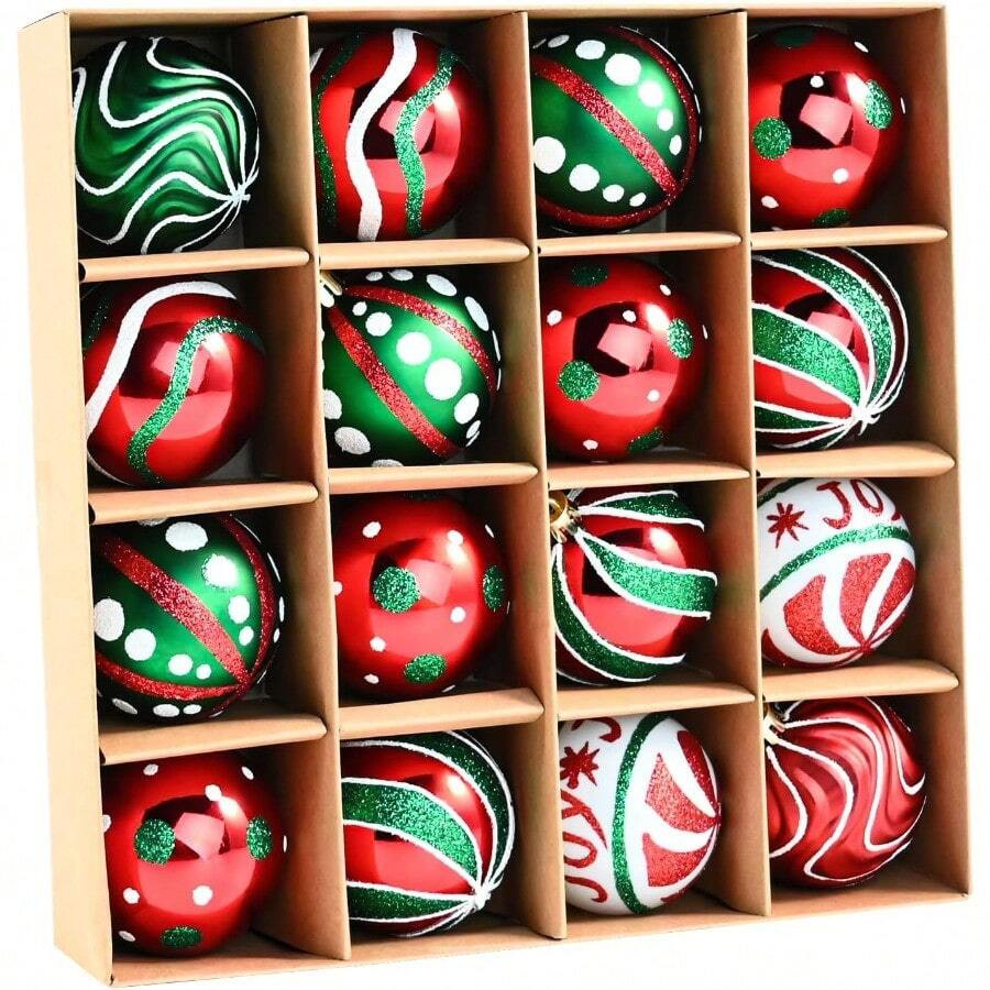 2025 2.36 Christmas Balls Ornaments 16PCS Plastic Christmas Tree Ornaments Balls 2023 Christmas O... | SHEIN