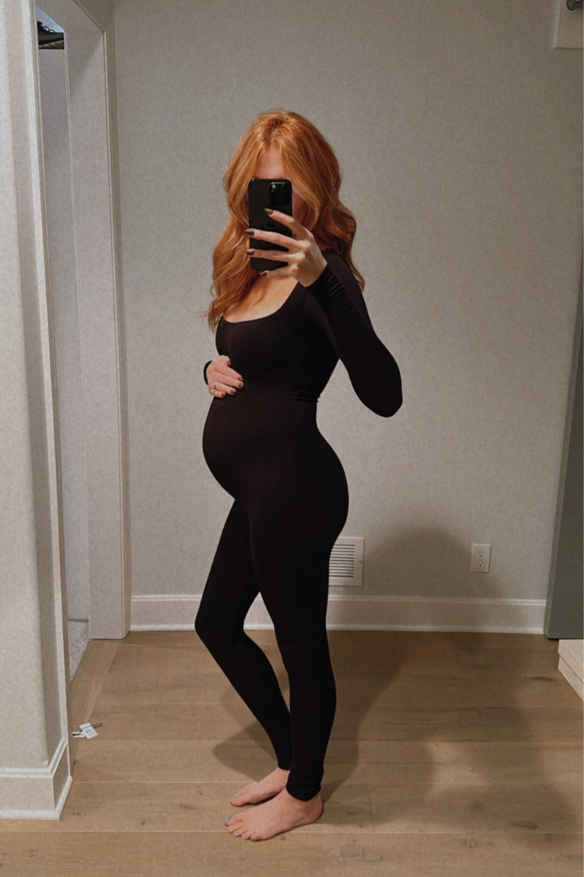 Naked wardrobe black long sleeve jumpsuit - TTS and fits a bump 

#LTKworkwear #LTKfindsunder100 #LTKbump