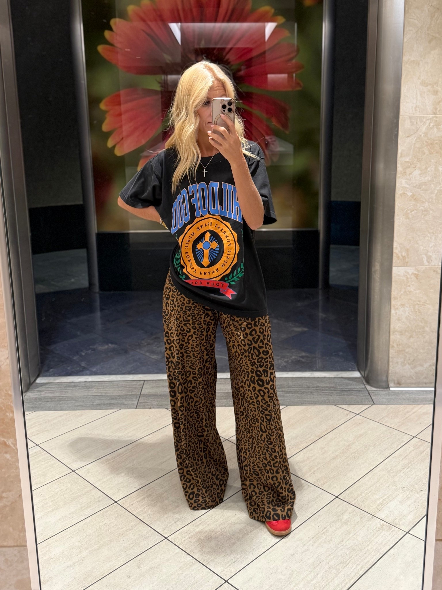 Buy these pants immediately. They feel better than pajamas. Hence why I’m wearing them on an overnight international flight. I sized up to a 6 for a pretty oversized fit. Can even dress up and wear with heels for work! Shirt I got at a Forrest frank concert. Linked my sambas where I could find them  

#LTKWorkwear #LTKTravel #LTKOver40