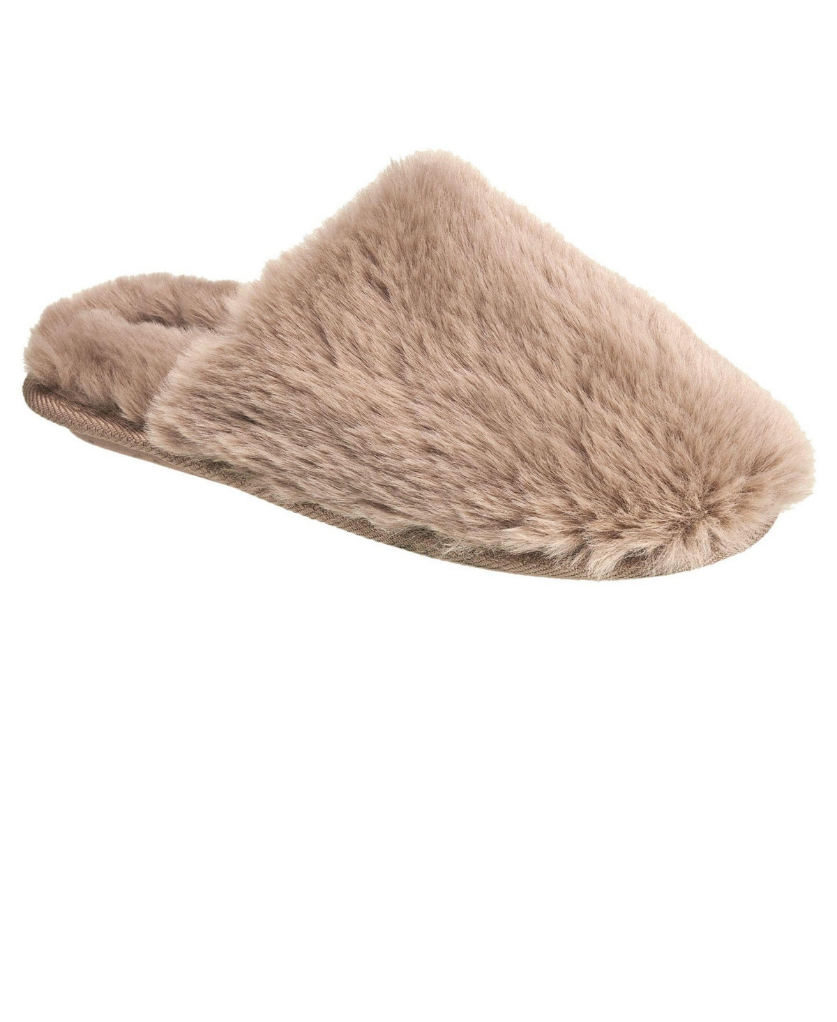 Nine West Women's Faux Fur Closed Scuff Slipper - Taupe | Macy's
