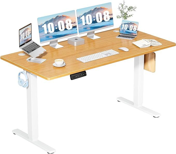 DUMOS Standing Desk with Whole-Piece Desktop Board, 63x24in Electric Height Adjustable Stand Up D... | Amazon (US)
