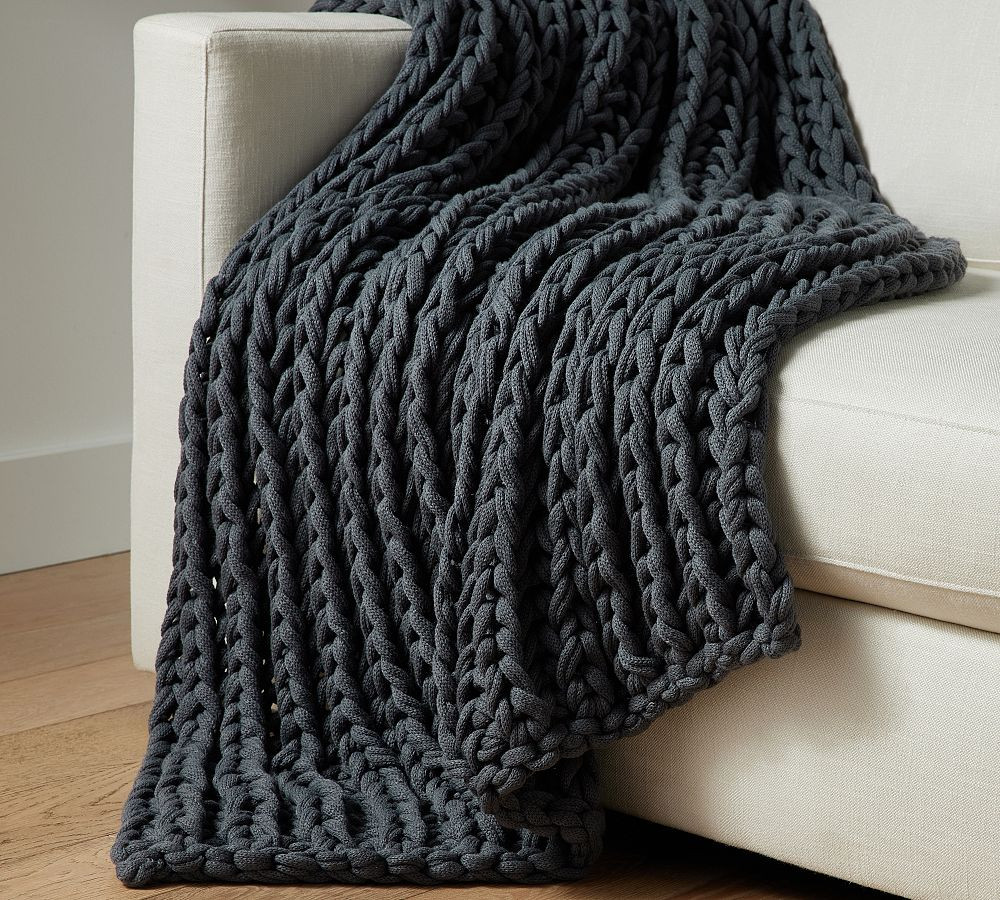 Colossal Ribbed Handknit Throw Blanket | Pottery Barn (US)