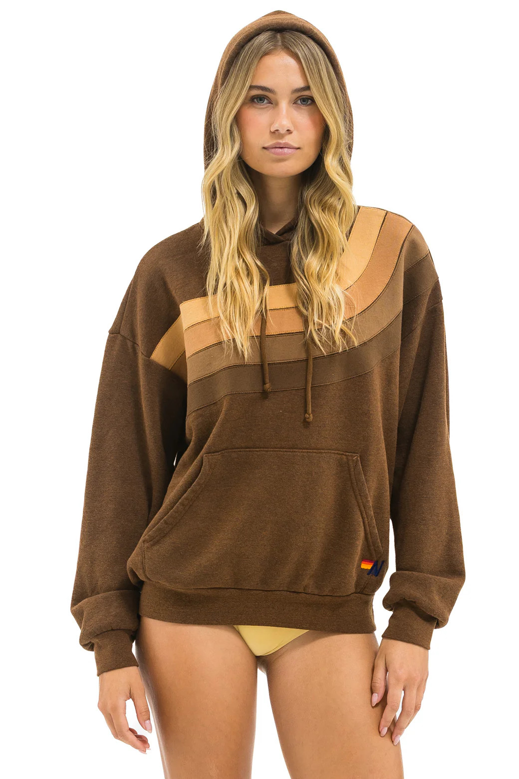 WAVE STRIPE 4 PULLOVER HOODIE RELAXED - CHOCOLATE // ESPRESSO | Aviator Nation