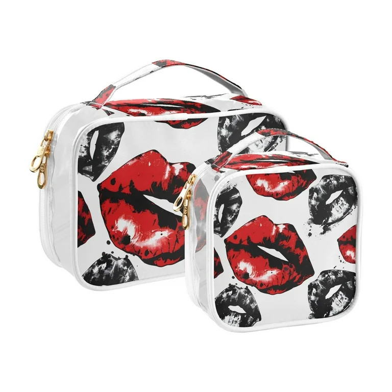 Lips Clear Cosmetic Bags with Handles PVC Toiletry Bags Zipper Waterproof Portable for Traveling ... | Walmart (US)