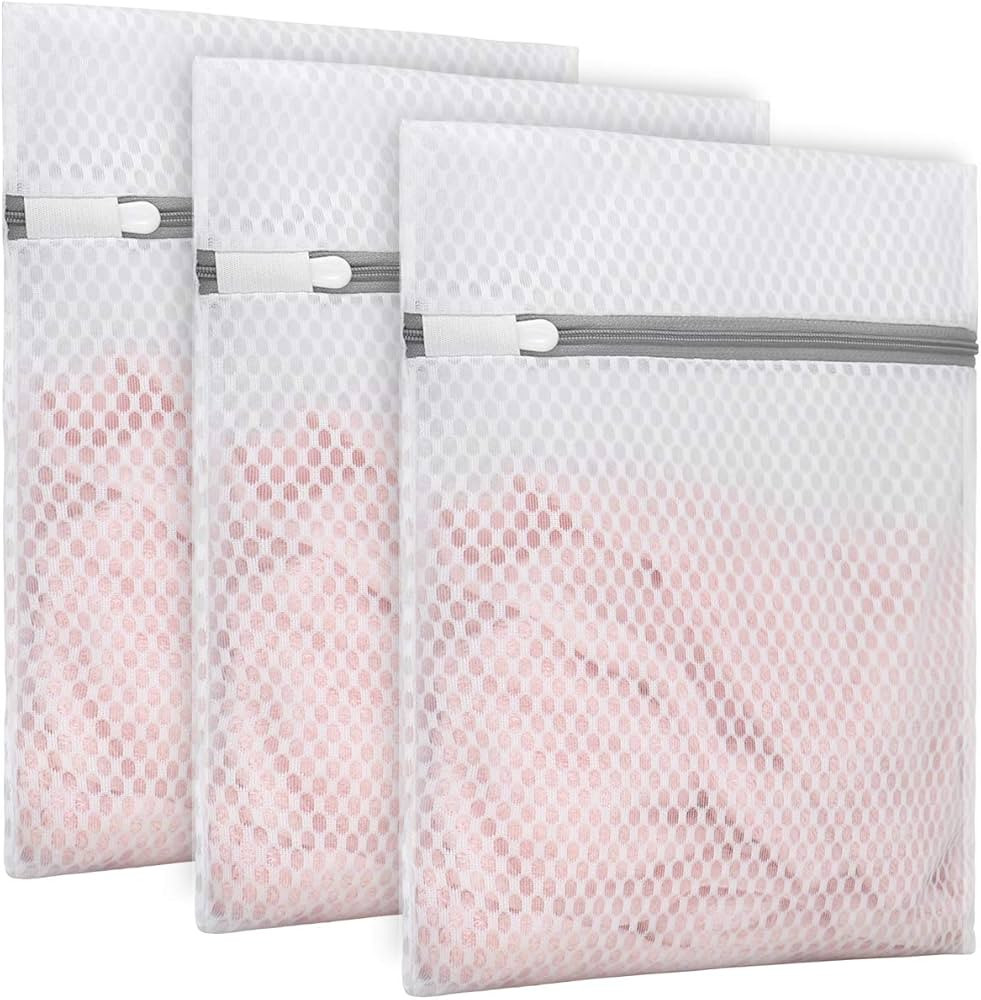 3Pcs Durable Honeycomb Mesh Laundry Bags for Delicates 9 x 12 Inches (3 Small) | Amazon (US)