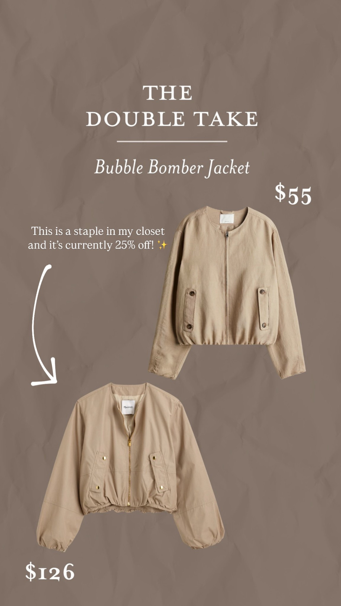 Get the look for less ✨❤️ Bubble Bomber Jacket edition! 

#LTKSaleAlert #LTKFindsUnder100 #LTKStyleTip