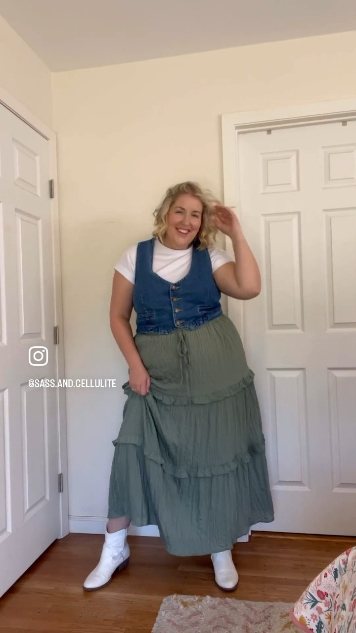 Loving the denim vest and maxi skirt trend! 90s style is so in😍 Wearing XXL in all pieces and tagged some more size inclusive options below as well! 

#LTKMidsize #LTKStyleTip #LTKPlusSize