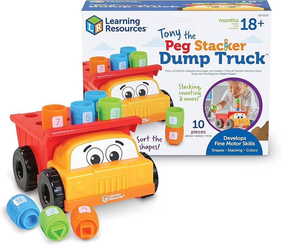 Learning Resources Tony The Peg Stacker Dump Truck - 10 Pieces, Easter Toys for Kids, Ages 18+ Mo... | Amazon (US)
