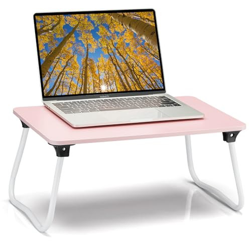 Ruxury Foldable Lap Desk Laptop Stand Bed Desk Table Tray, Breakfast Serving Tray, Portable & Lightweight Mini Table, Lap Tablet Desk for Sofa Couch Floor - Pink | Amazon (US)