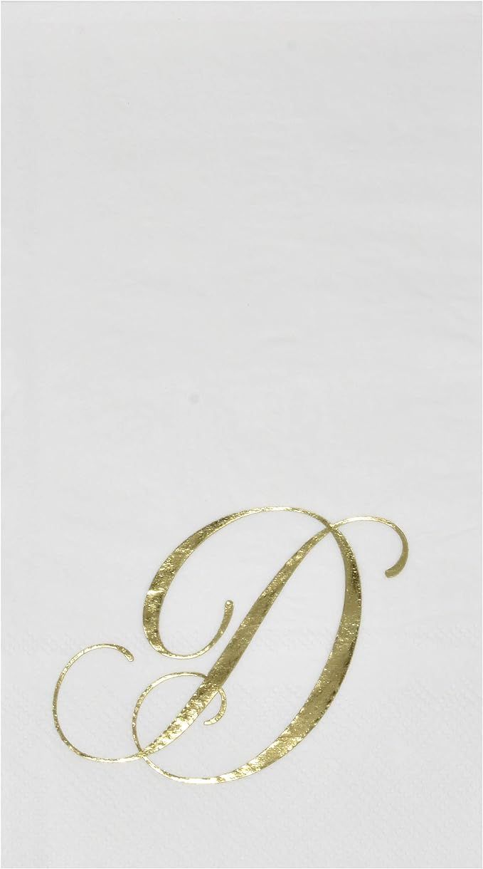 100 Gold Monogram Guest Napkins Letter D Disposable Paper Pack Elegant Metallic Golden Foil Dinne... | Amazon (US)