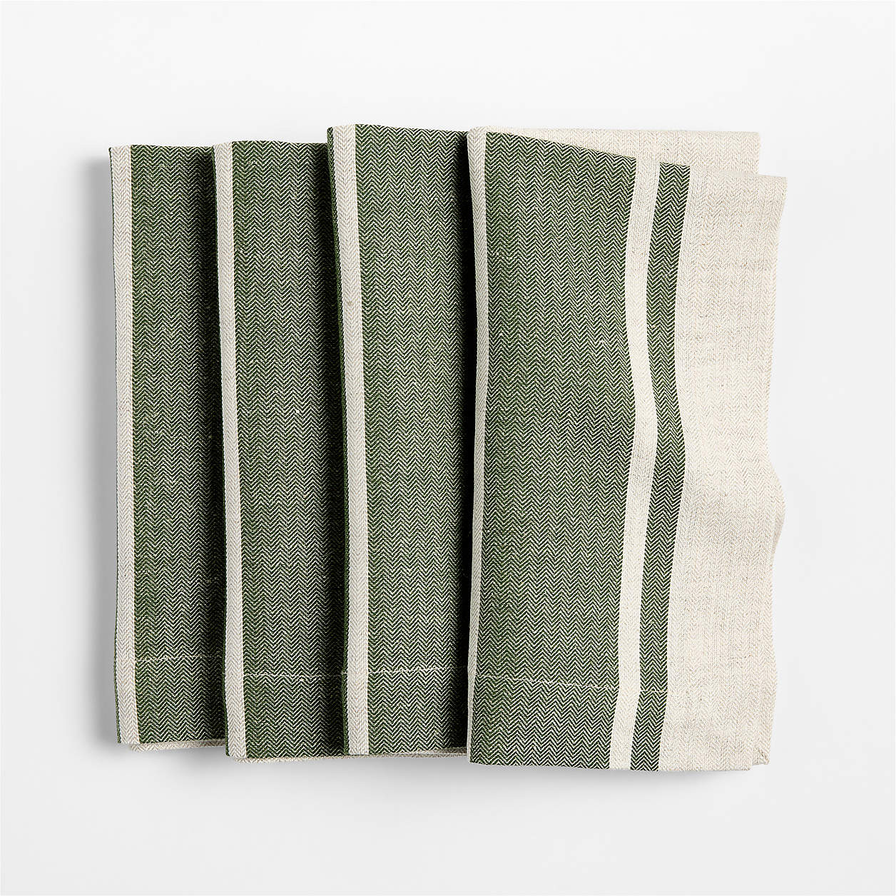 Green Stripe Napkins, Set of 4 | Crate & Barrel | Crate & Barrel
