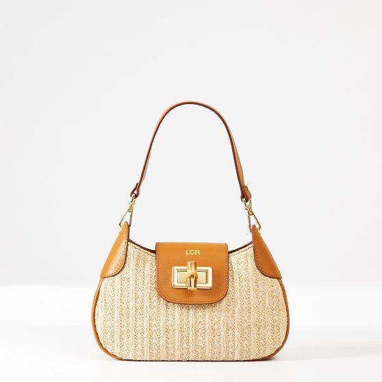 Bamboo Raffia Shoulder Bag | Mark and Graham