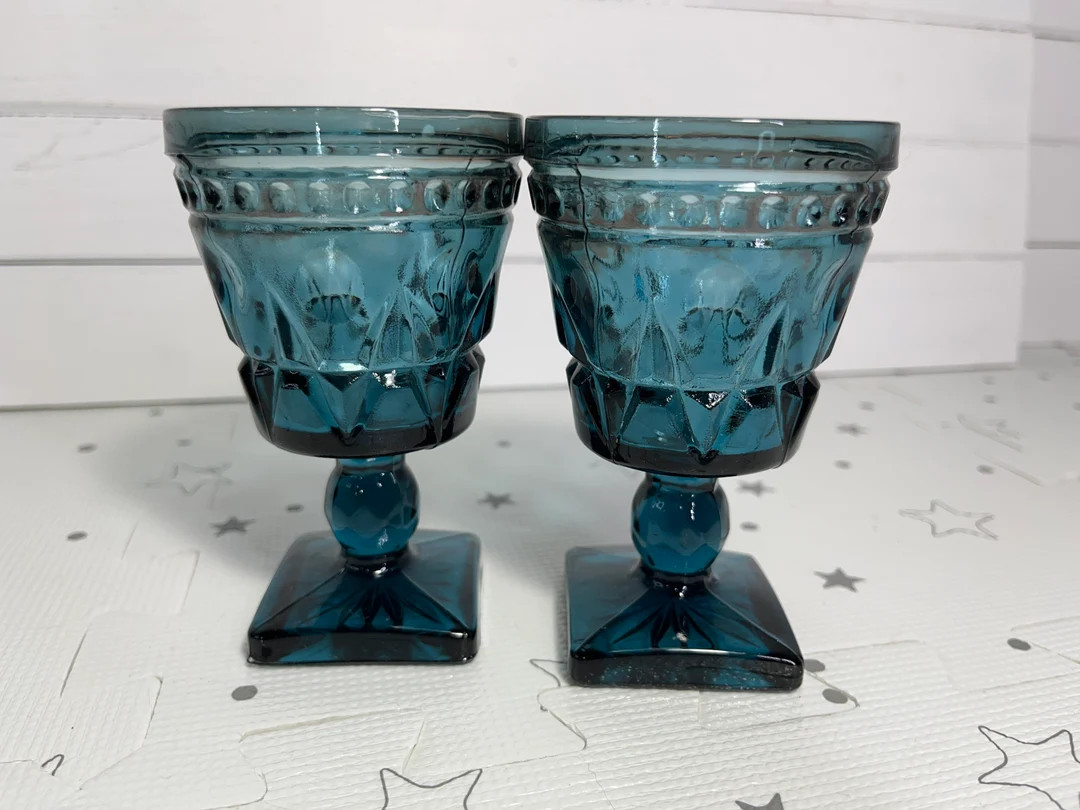 Aqua,  Colonial, Wine Glass, Goblet,  Park Lane , Vintage, Mid-century, Water Glass, Pressed Glas... | Etsy (US)