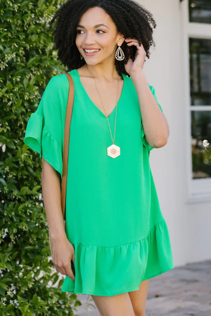 Full Of Joy Emerald Green Ruffled Dress | The Mint Julep Boutique