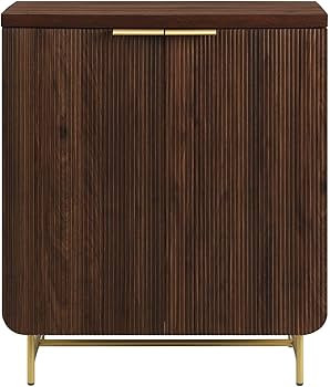 Walker Edison Lowen Contemporary Fluted-Door Accent Cabinet 32 Inch Dark Walnut / Gold | Amazon (US)