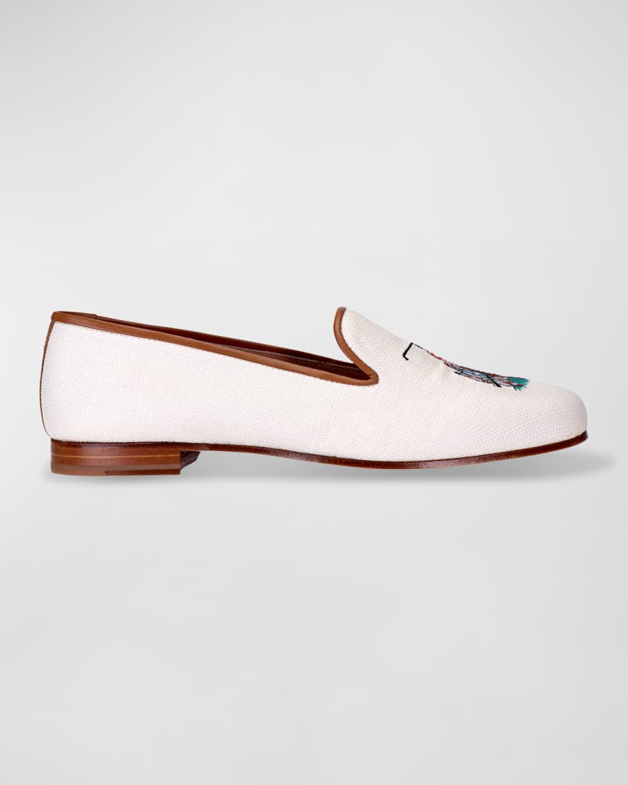 Stubbs and Wootton Tee Off Embroidered Smoking Loafers | Neiman Marcus
