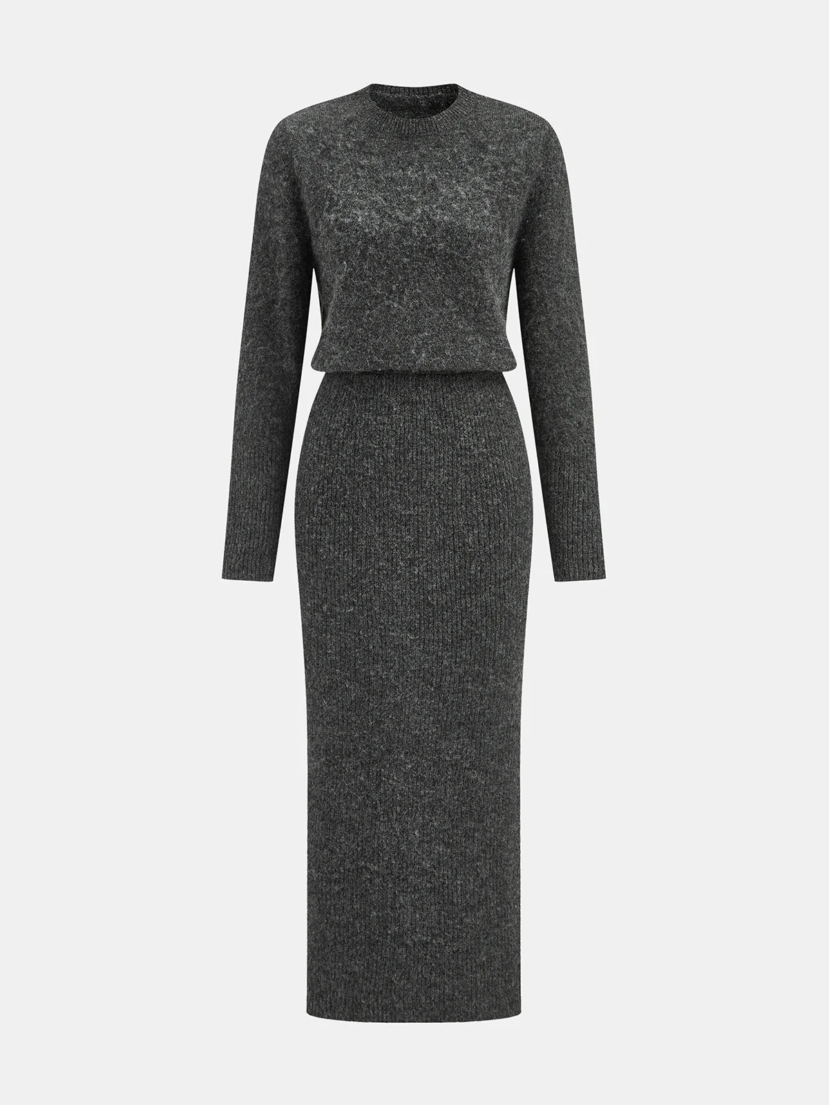 Wool-Blend Fuzzy Midi Dress | Commense