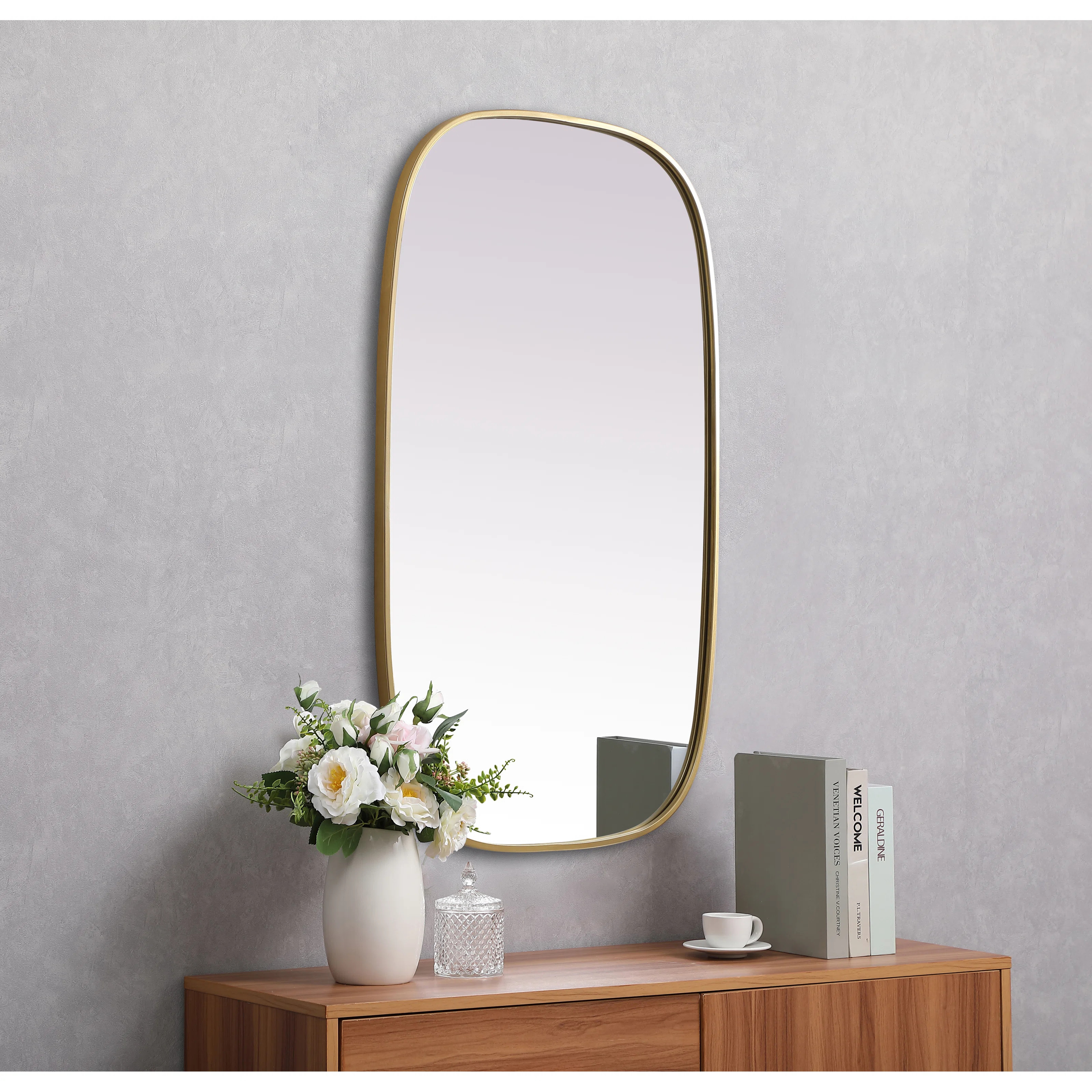 Sabine Metal Curved Oval Wall Mirror | Wayfair North America