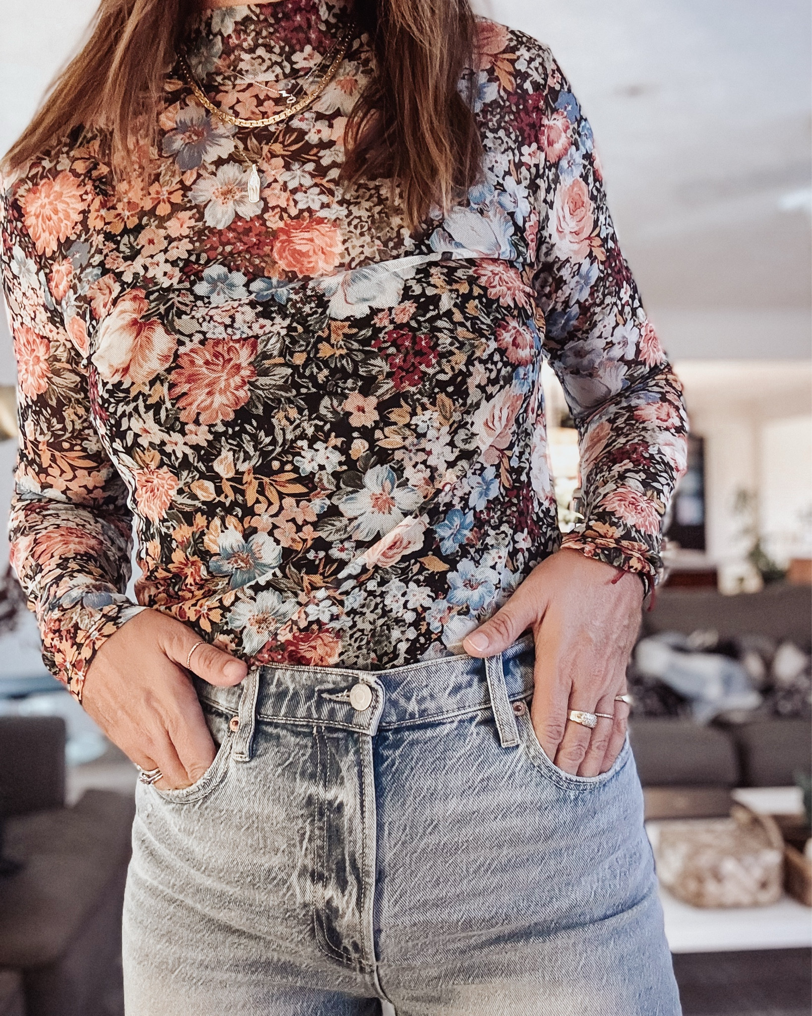 Fall outfit | dinner outfit | amazon find | floral shirt | pistols jeans | veja sneakers #ltktall #ltkmomfit #floralshirt 

#LTKMidsize #LTKOver40 #LTKFallSale