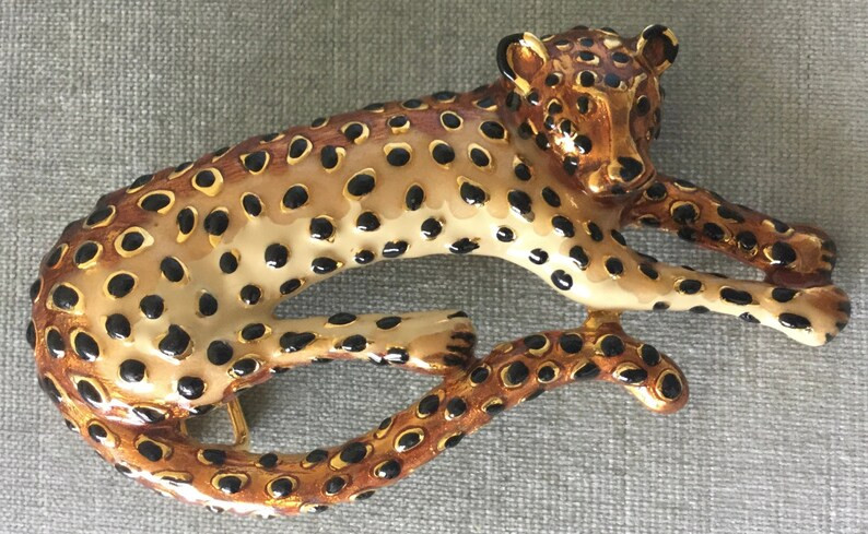 Big MIMI Di N Signed ENAMELED LEOPARD Cheetah Belt Buckle Gold Metal Vintage Designer Runway Cout... | Etsy (US)