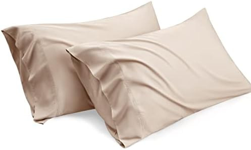 Bedsure Viscose from Bamboo Pillow Cases Queen 2 Pack - Taupe Silk Cooling Pillowcase Set of 2, S... | Amazon (US)