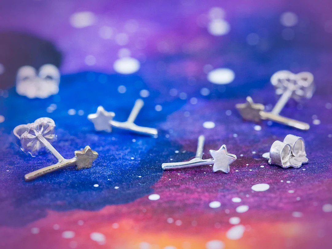 Enchanting Star Wand Earrings! Magic Wands Handmade by Me in Solid Sterling Silver, Bronze, or Go... | Etsy (US)