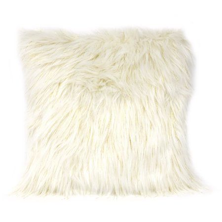 Your Zone Flokati Decorative Throw Pillow, 16” x 16”, Beige | Walmart (US)