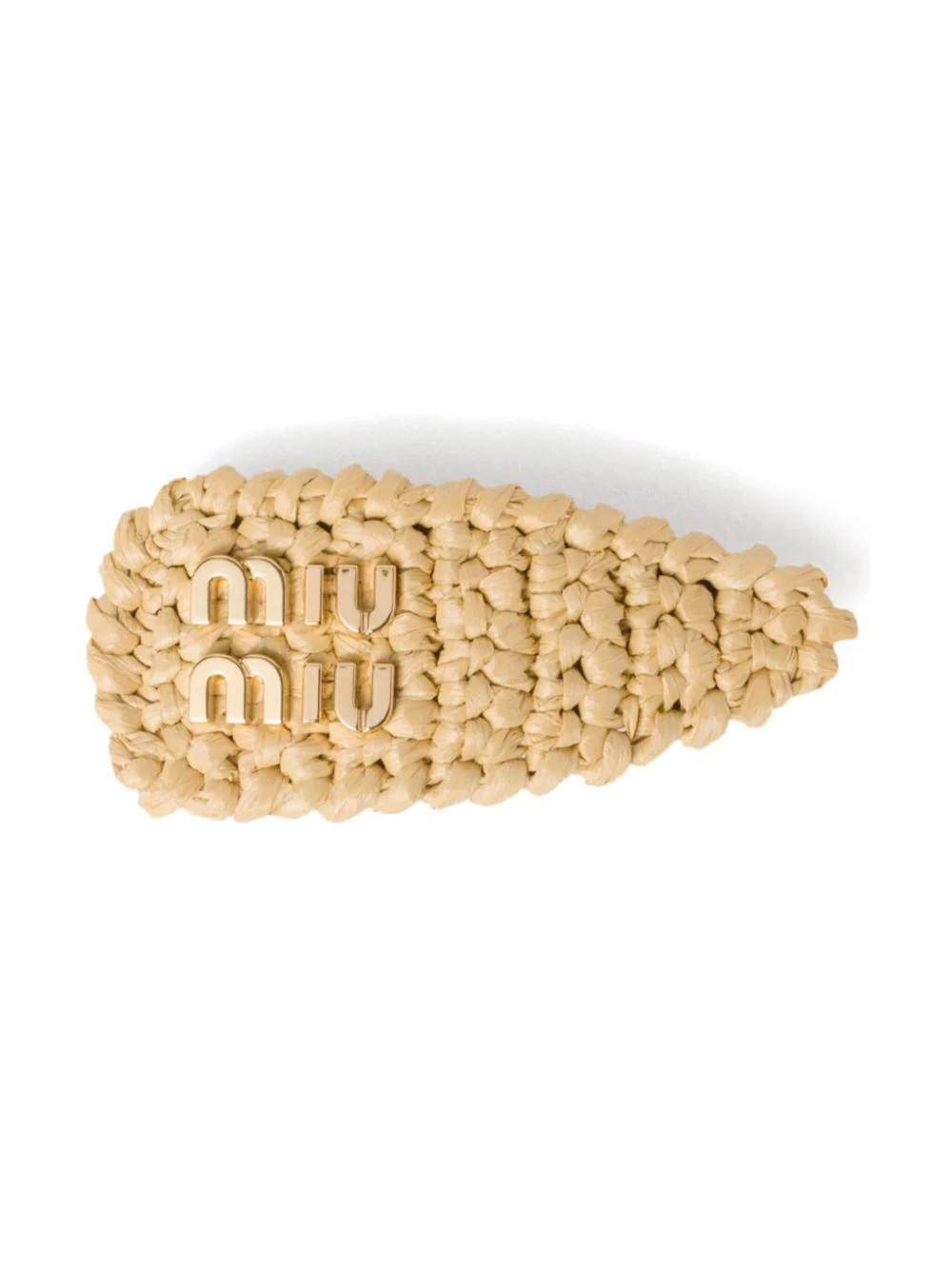 Miu Miu logo-lettering woven hair clip - Neutrals | Farfetch Global
