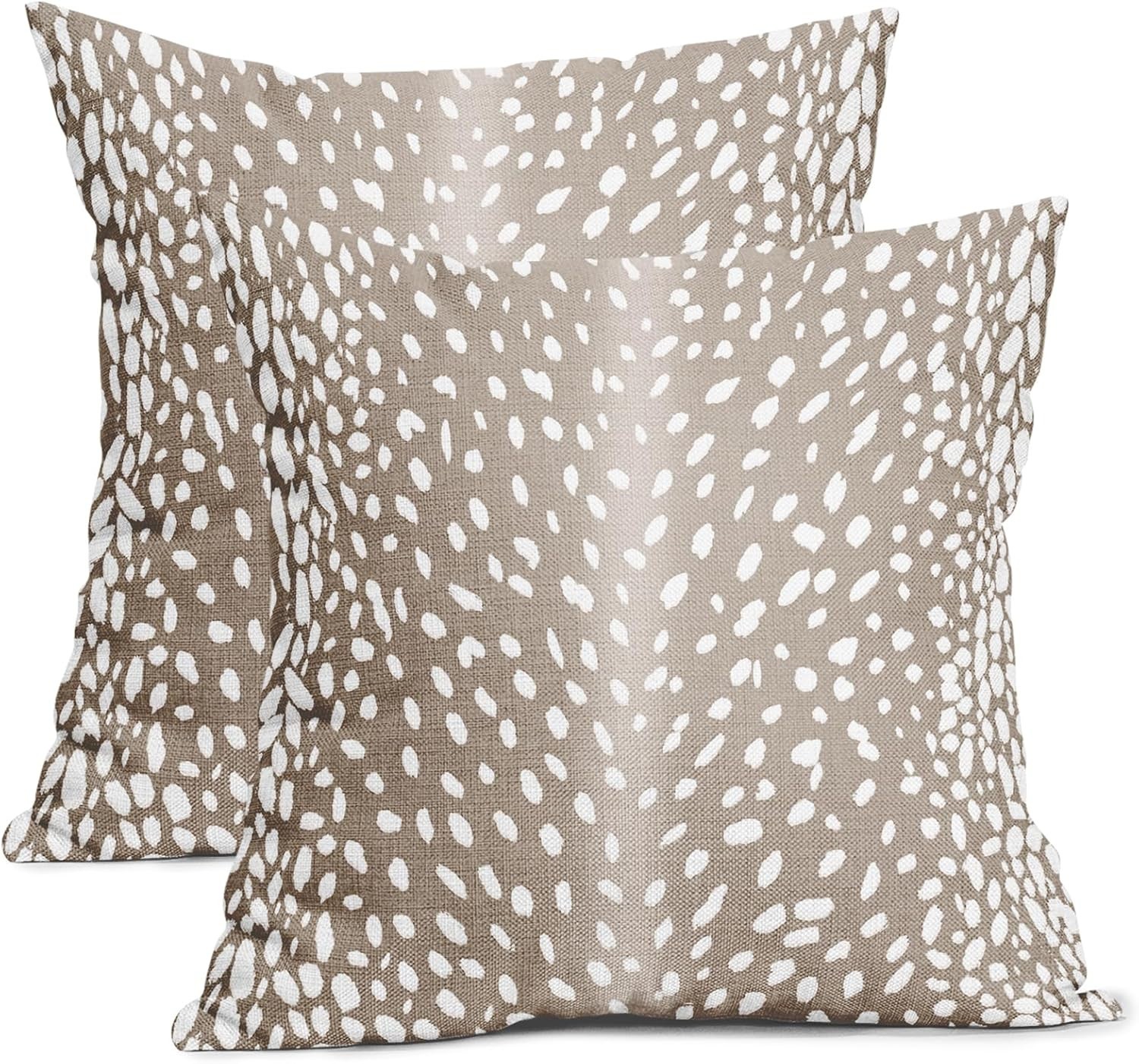 aportt Antelope Pillow Covers 20X20 Inch Beige Deer Animal Print Decorative Square Pillow Cases Modern Neutral Faux Fawn Cotton Linen Throw Pillows Set of 2 Home Decor for Sofa Couch Bedroom Outdoor | Amazon (US)