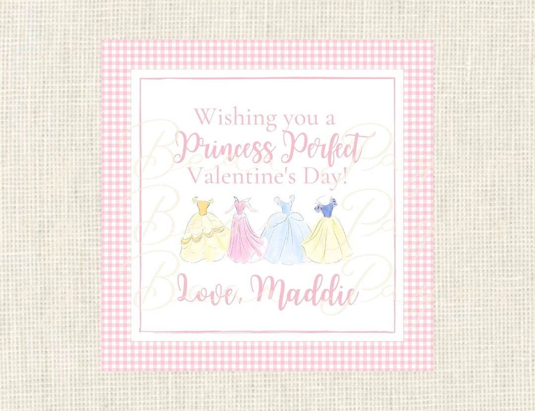 Valentine Class Tags or Stickers, princess, Watercolor, Printed / Set of 25 | Etsy (US)