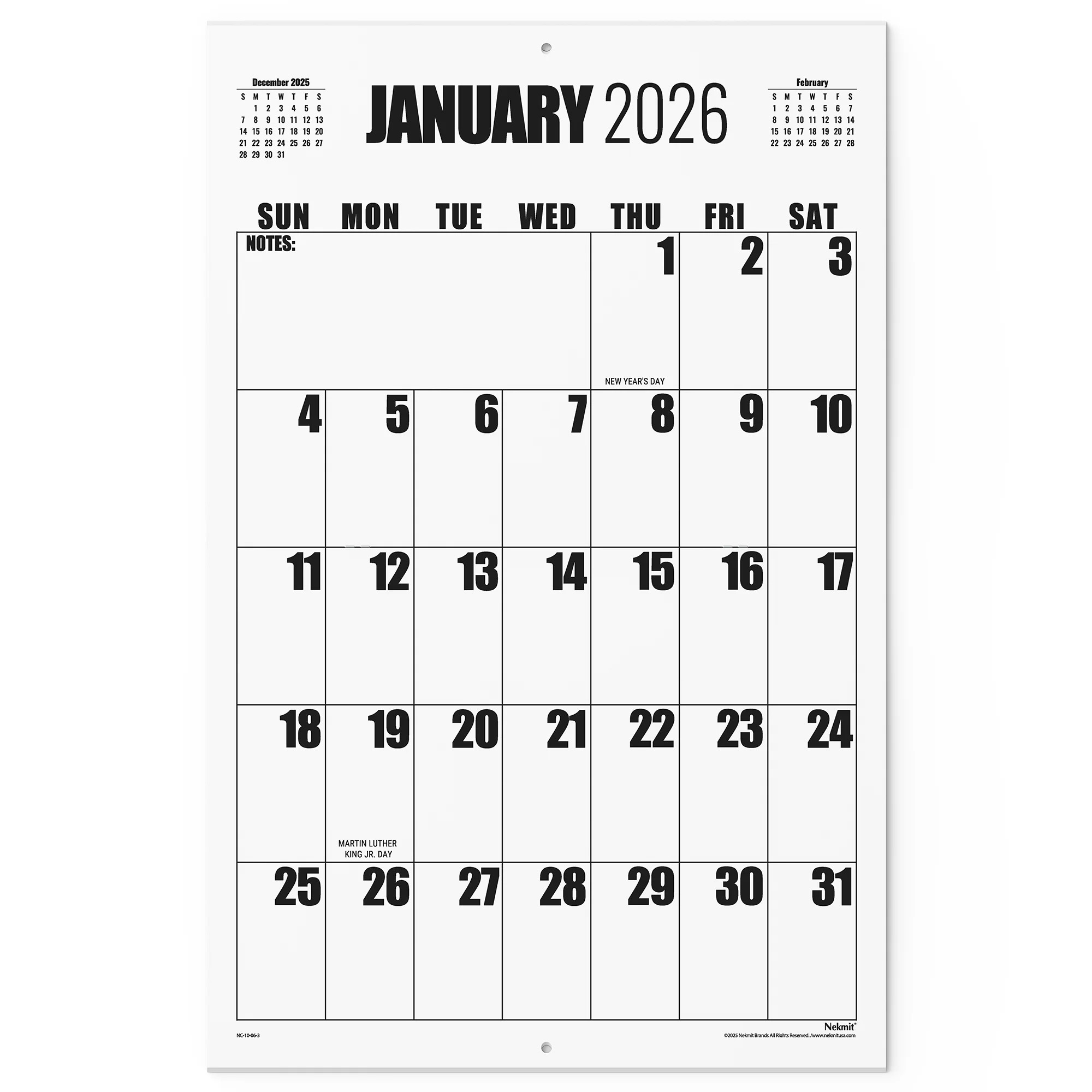 Nekmit Large Wall Calendar 2026-2027, Large Print Big Grid Wall Calendar, 22 3/4" x 14 3/4" | Walmart (US)