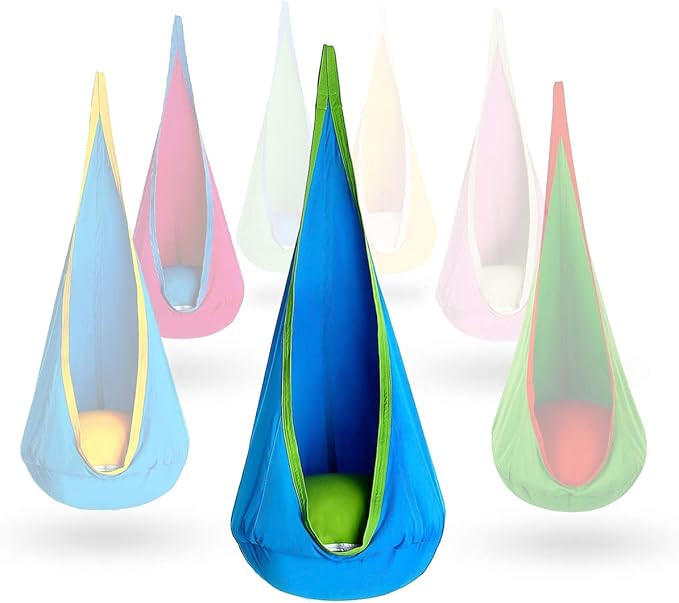 OUTREE Kids Pod Swing Seat 100% Cotton Child Hammock Chair for Indoor and Outdoor use (Blue) | Amazon (US)