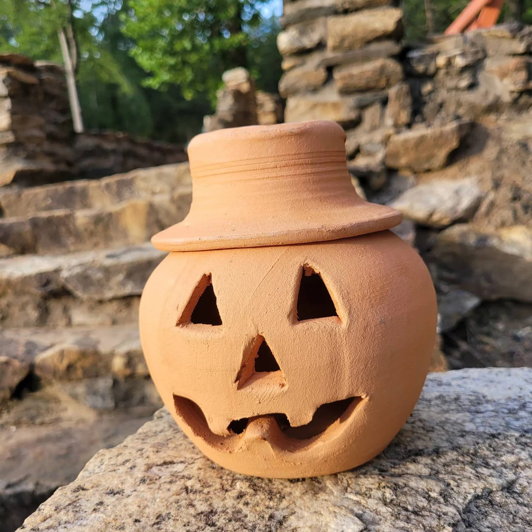 1 Quart Terra Cotta Jack-o'lantern Pumpkin With Hat From Craven Pottery - Etsy | Etsy (US)