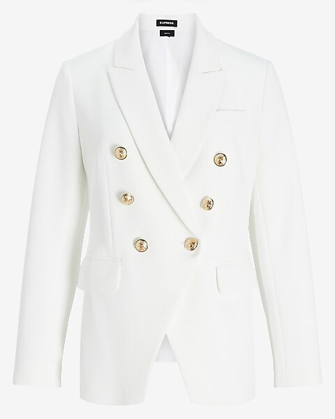 Supersoft Twill Peak Lapel Double Breasted Blazer | Express