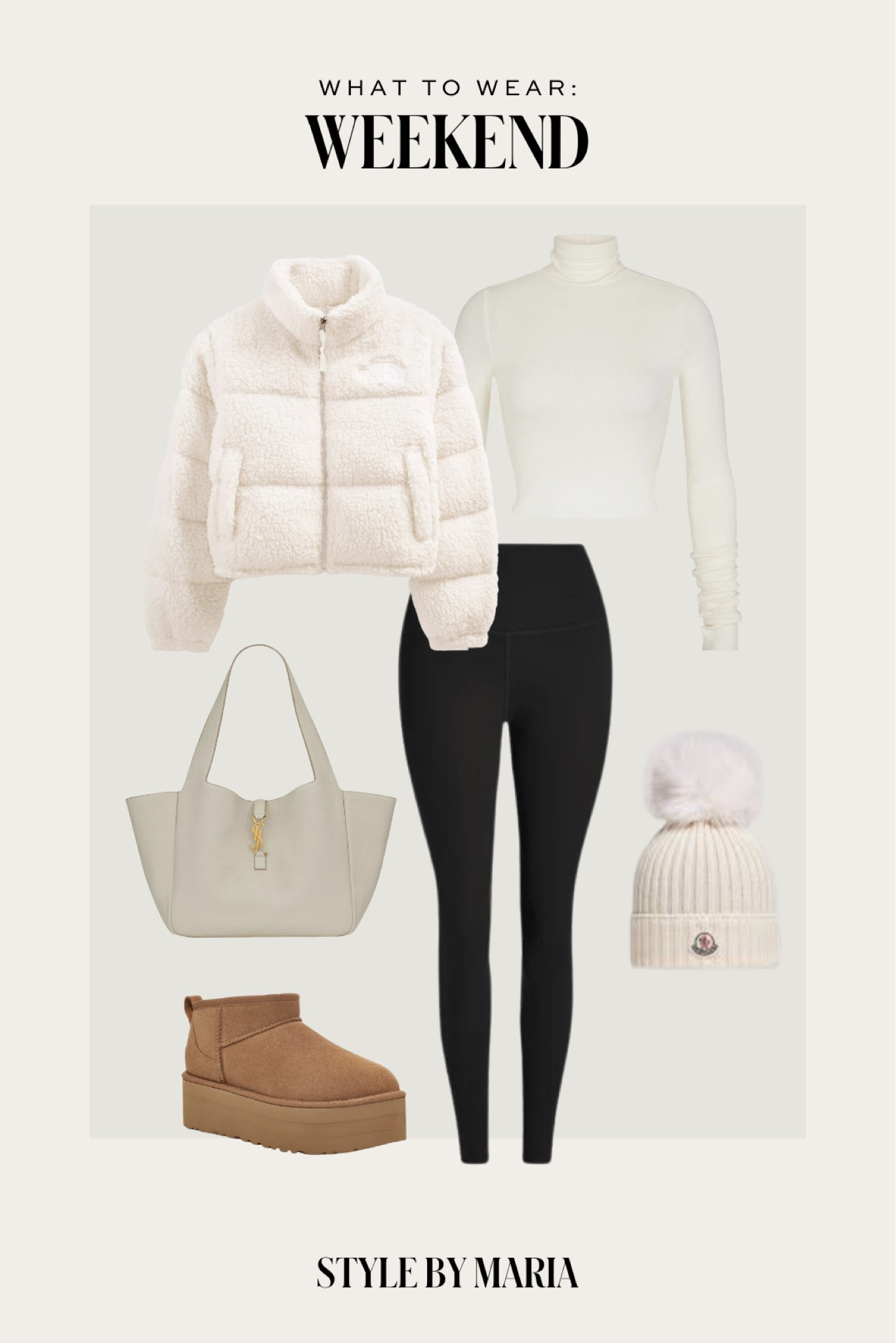 Casual fall outfit ideas
North face Sherpa puffer jacket 
Cropped turtleneck top
Black leggings
Ugg platform mini boots
Moncler beanie 
Ugg outfit ideas 



#LTKSeasonal #LTKFindsUnder100 #LTKShoeCrush