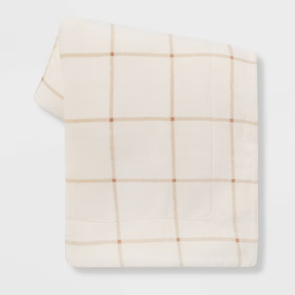 Windowpane Printed Plush Throw Blanket with Sherpa Reverse - Threshold™ | Target