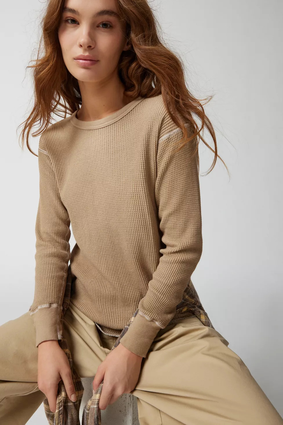 Urban Renewal Remade Overdyed Thermal Long Sleeve Tee | Urban Outfitters (US and RoW)