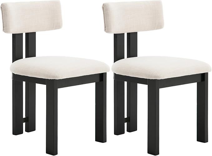 VESCASA Upholstered Dining Chairs with Curve Open Back, Dining Chairs with Black Wood Legs for Ki... | Amazon (US)