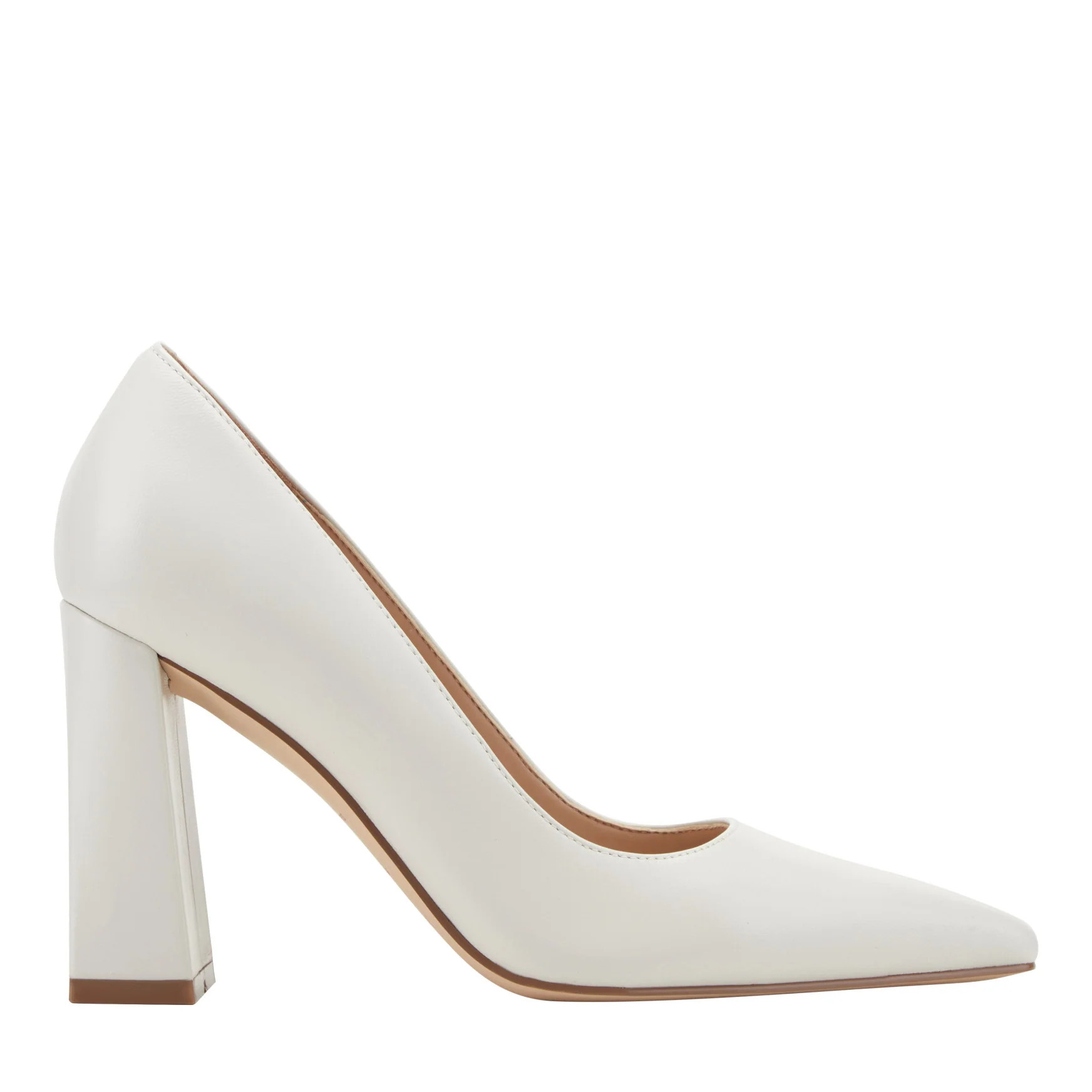 Women's Minny Leather Block Heel Pump - Ivory Leather | Marc Fisher Footwear | Marc Fisher