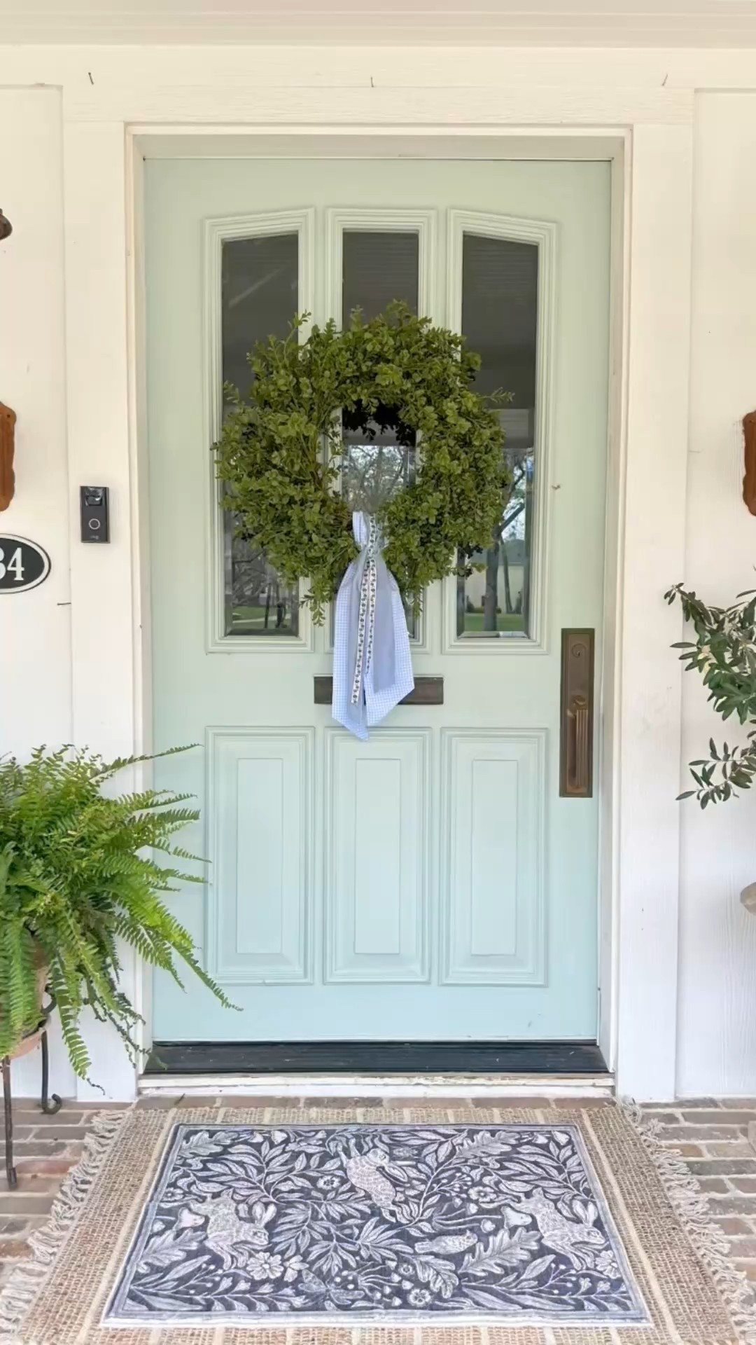 A simple Spring wreath and the cutest rug for my front door.

This is a large faux boxwood wreath and an inexpensive wreath sash.

I added a wide solid blue velvet ribbon and a narrow patterned ribbon over the top of the sash.

You can easily change this up for the seasons by changing out the color/pattern of ribbon. 

#frontdoordecor #frontdoorwreath #springwreath 


#LTKFindsUnder50 #LTKSeasonal #LTKHome